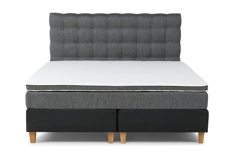 Sänkypaketti Romance Lyx 180x200 Keinonahka/kangas - Musta/Kangas Tammi kulmikas - Huonekalut - Sänky - Jenkkisängyt