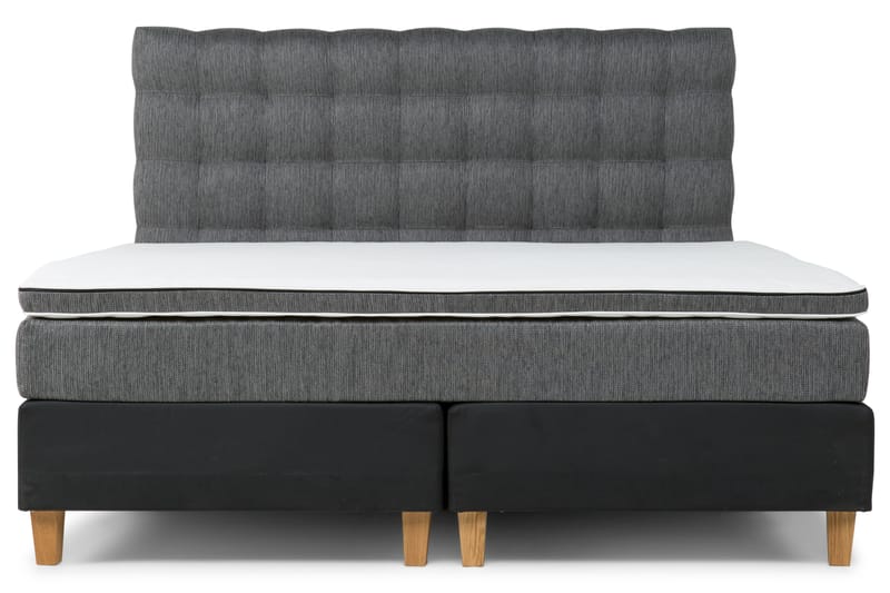Sänkypaketti Romance Lyx 180x200 Keinonahka/kangas - Musta/Kangas Tammi kulmikas - Huonekalut - Sänky - Jenkkisängyt