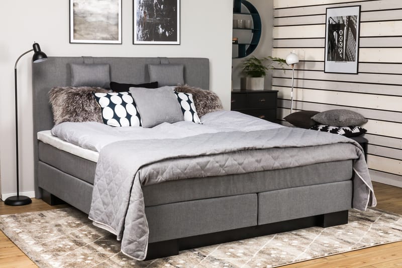 Sänkypaketti Romance Lyx 180x210 - Vaaleanharmaa - Huonekalut - Sänky - Jenkkisängyt