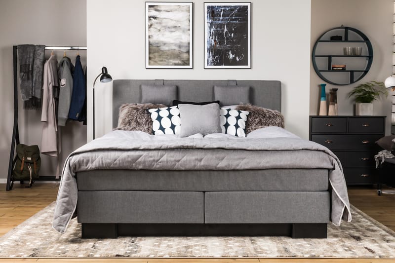 Sänkypaketti Romance Lyx 180x210 - Vaaleanharmaa - Huonekalut - Sänky - Jenkkisängyt