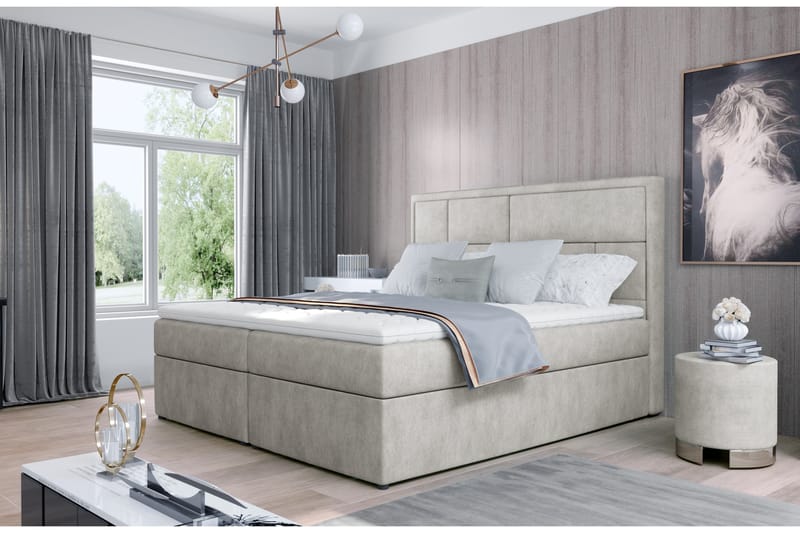 Sänkypaketti Varrains 140x200 cm - Beige - Huonekalut - Sänky - Sänkypaketti