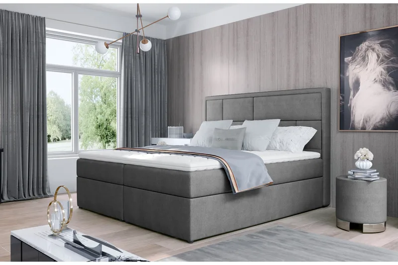 Sänkypaketti Varrains 140x200 cm - Harmaa - Huonekalut - Sänky - Sänkypaketti