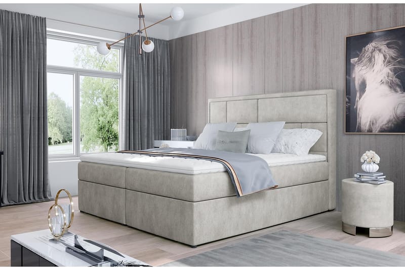 Sänkypaketti Varrains 180x200 cm - Beige - Huonekalut - Sänky - Sänkypaketti