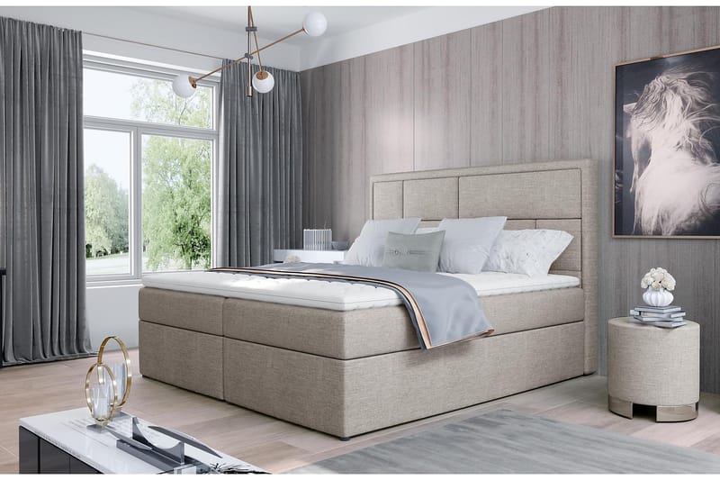 Sänkypaketti Varrains 180x200 cm - Beige - Huonekalut - Sänky - Sänkypaketti
