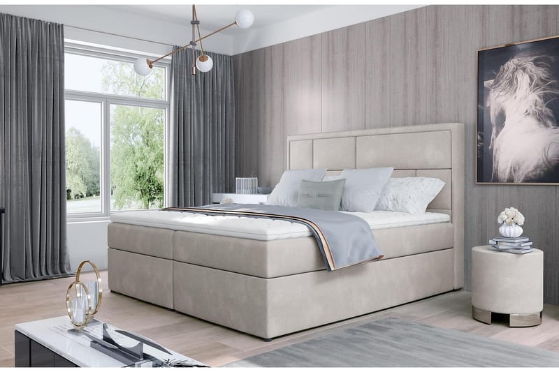 Sänkypaketti Varrains 180x200 cm - Beige - Huonekalut - Sänky - Sänkypaketti