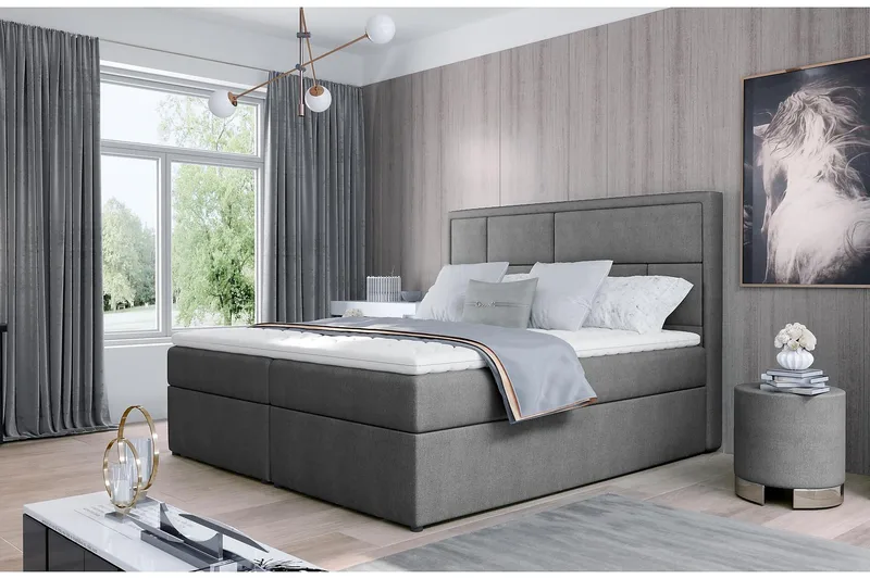 Sänkypaketti Varrains 180x200 cm - Harmaa - Huonekalut - Sänky - Sänkypaketti