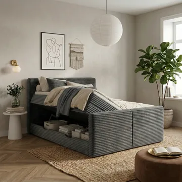 Sänkypaketti Sorvin-jenkkisänky 180x200 cm nostettavalla säilytystilalla - Grafiitti/Tummanharmaa - Huonekalut - Sänky - Sängyt säilytystilalla