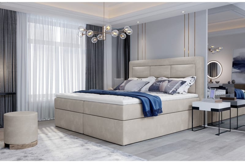 Vivera sänkypaketti 140x200 cm kangasta sängynpääty + petauspatja, Beige