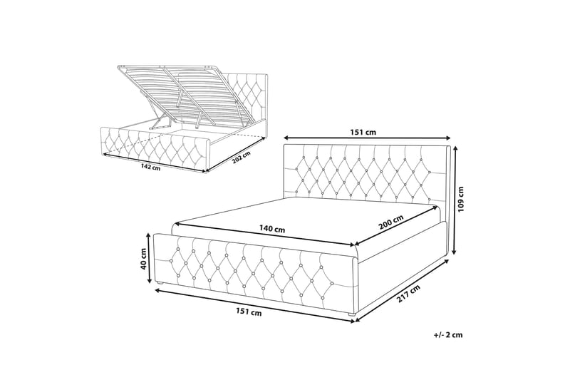 Saleux Sängynrunko 140x200 cm - Taupe - Huonekalut - Sänky - Sänkykehikot & sängynrungot