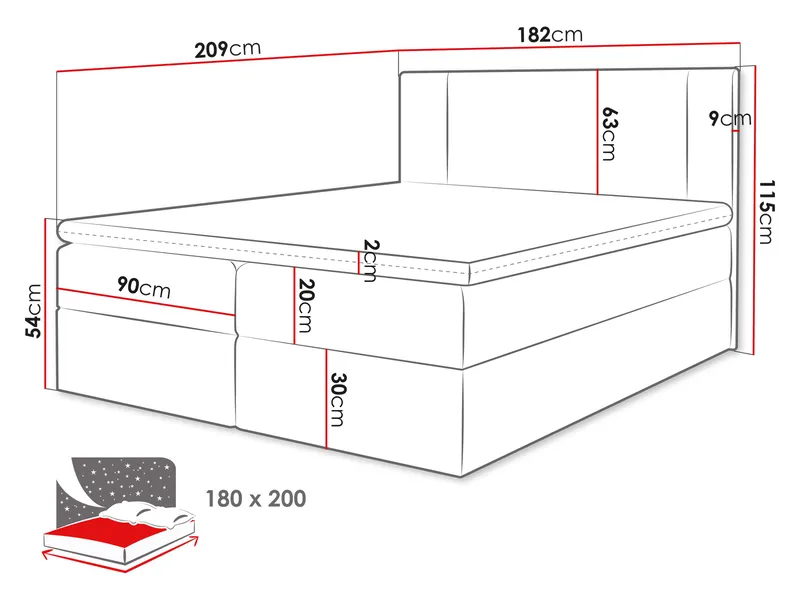 Salricus Jenkkisänky 180x200 cm Säilytystilalla - Huonekalut - Sänky - Sängyt säilytystilalla