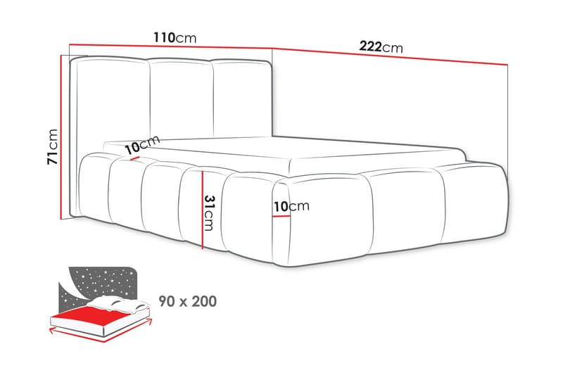 Salvenor Sängynrunko ja säilytystilalla 90x200 cm - Sininen - Huonekalut - Sänky - Sänkykehikot & sängynrungot