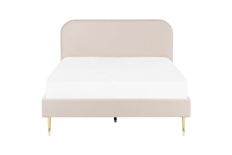 Samettinen parivuode 140 x 200 beige FLAYAT - Huonekalut - Sänky - Sänkykehikot & sängynrungot
