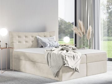 Sirel-sänkypaketti, jenkkisänky 200x200 cm - beige - Huonekalut - Sänky - Sängyt säilytystilalla