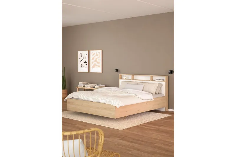 Sumita Sängynrunko 140x190 cm - Luonnonväri/Valkoinen - Huonekalut - Sänky - Sänkykehikot & sängynrungot