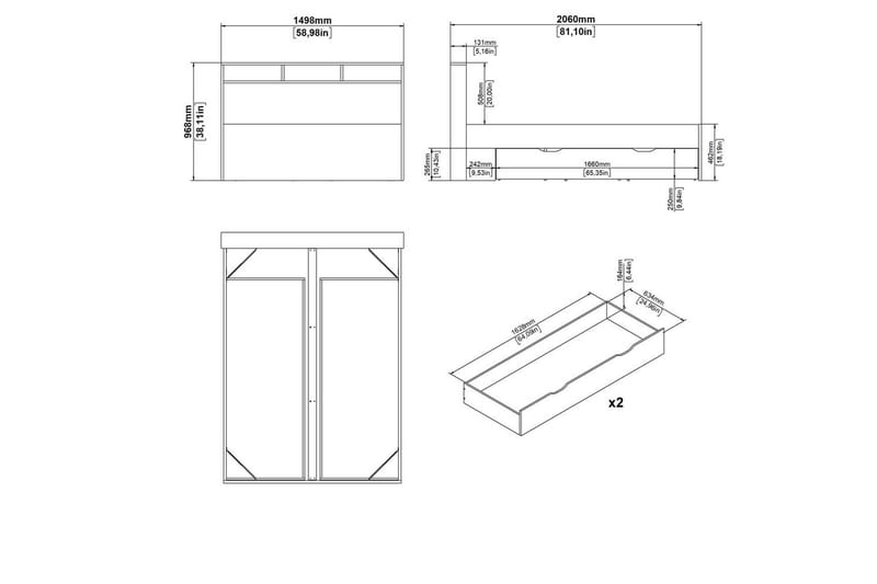 Sumita Sängynrunko 140x190 cm - Luonnonväri/Valkoinen - Huonekalut - Sänky - Sänkykehikot & sängynrungot