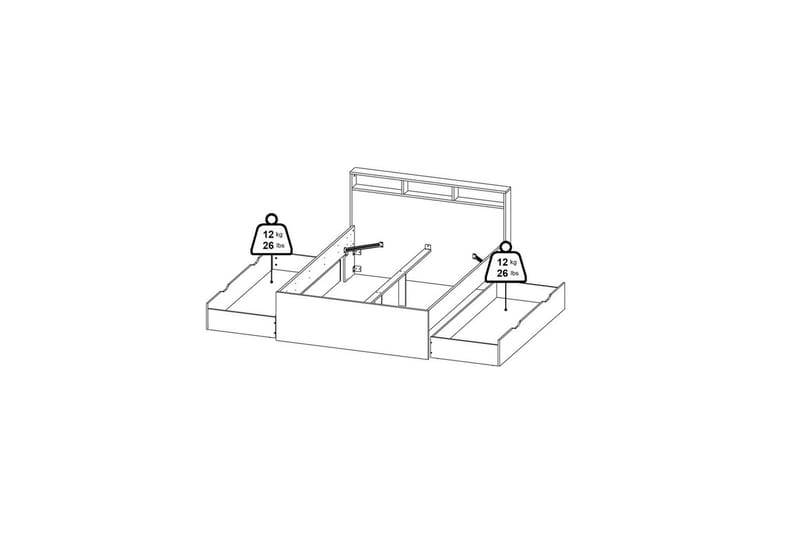 Sumita Sängynrunko 140x190 cm - Luonnonväri/Valkoinen - Huonekalut - Sänky - Sänkykehikot & sängynrungot