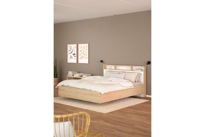 Sumita Sängynrunko 140x190 cm - Luonnonväri/Valkoinen - Huonekalut - Sänky - Sänkykehikot & sängynrungot