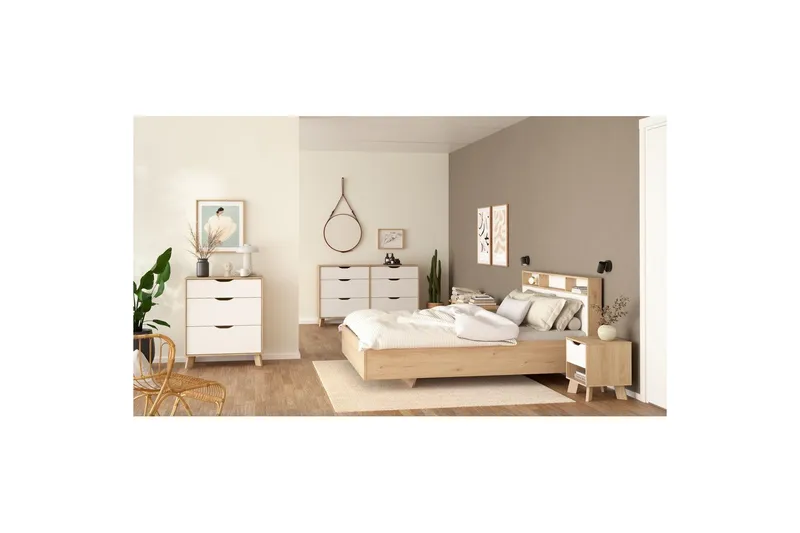 Sumita Sängynrunko 140x190 cm - Luonnonväri/Valkoinen - Huonekalut - Sänky - Sänkykehikot & sängynrungot