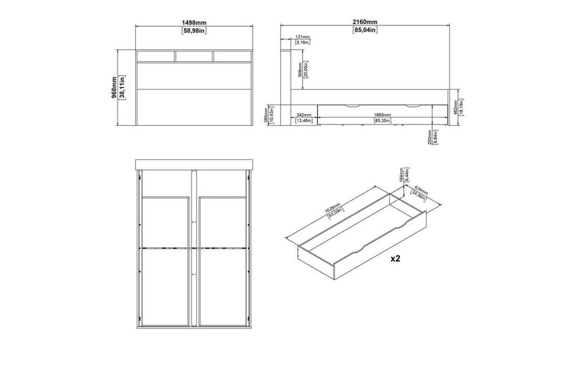 Sumita Sängynrunko 140x200 cm - Luonnonväri/Valkoinen - Huonekalut - Sänky - Sänkykehikot & sängynrungot