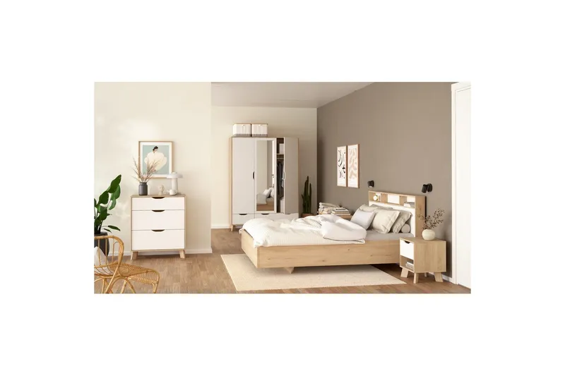 Sumita Sängynrunko 160x200 cm - Luonnonväri/Valkoinen - Huonekalut - Sänky - Sänkykehikot & sängynrungot