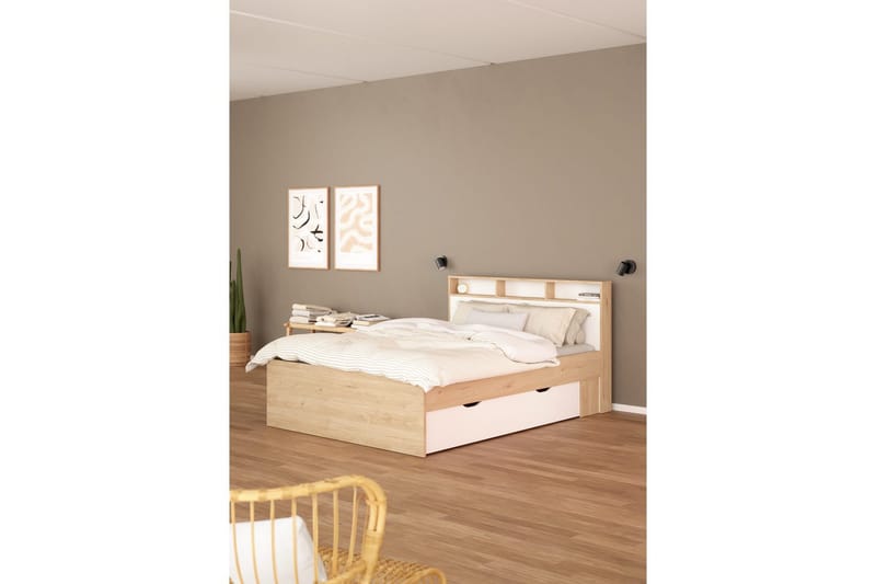 Sumita Sängynrunko 160x200 cm - Luonnonväri/Valkoinen - Huonekalut - Sänky - Sänkykehikot & sängynrungot