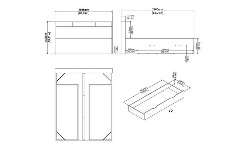 Sumita Sängynrunko 160x200 cm - Luonnonväri/Valkoinen - Huonekalut - Sänky - Sänkykehikot & sängynrungot