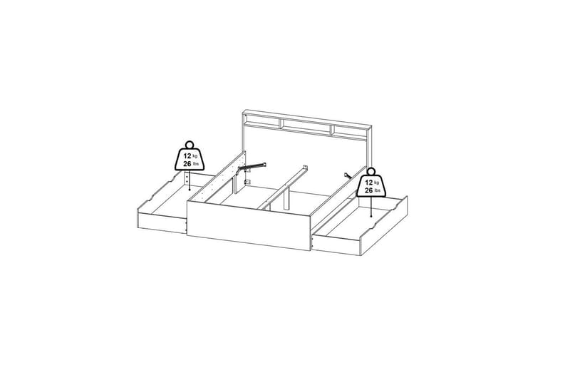 Sumita Sängynrunko 160x200 cm - Luonnonväri/Valkoinen - Huonekalut - Sänky - Sänkykehikot & sängynrungot