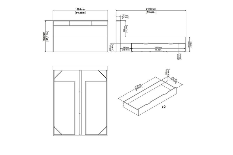 Sumita Sängynrunko 160x200 cm - Luonnonväri/Valkoinen - Huonekalut - Sänky - Sänkykehikot & sängynrungot