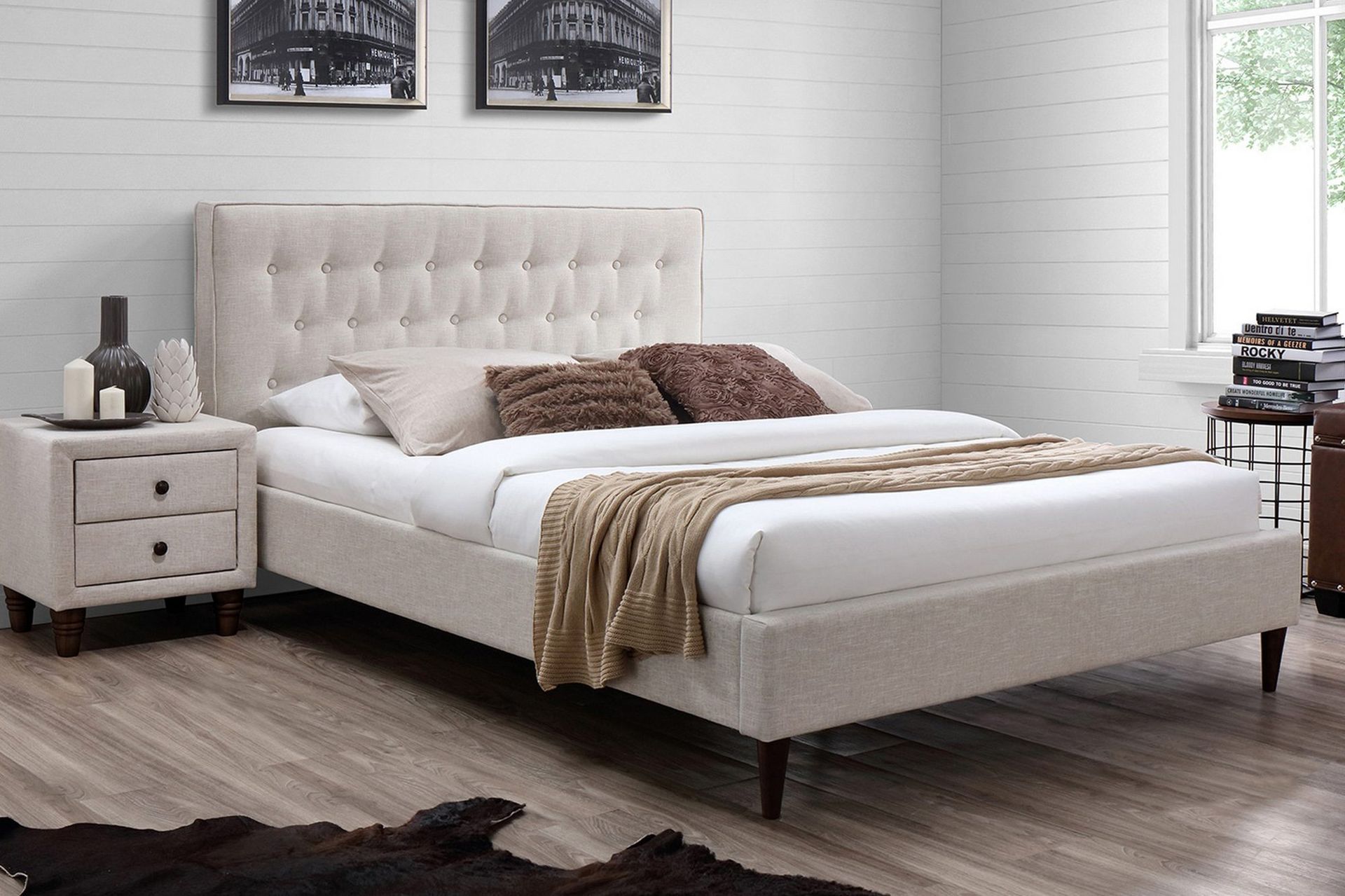 Vuode Emilia 90x200 cm Vaalea Beige -