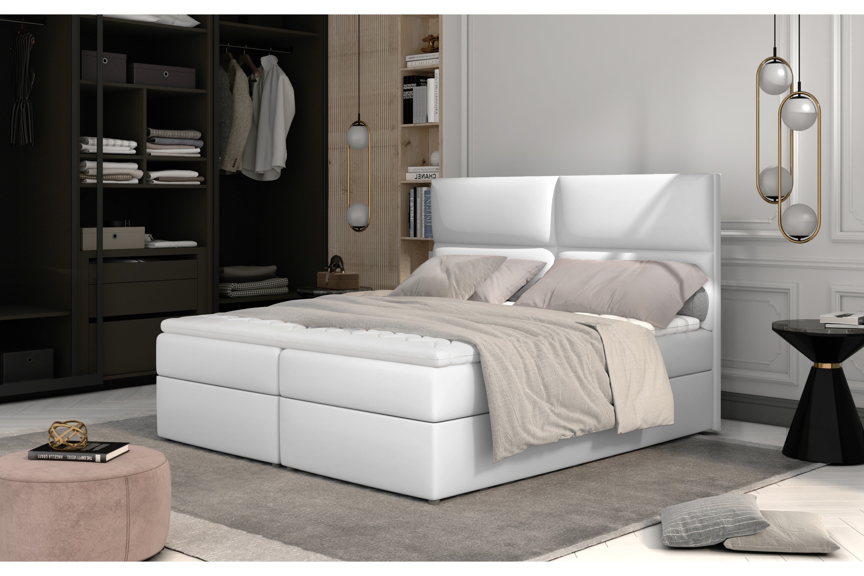Sänkypaketti Epenede 140x200 cm - Nahka/valkoinen