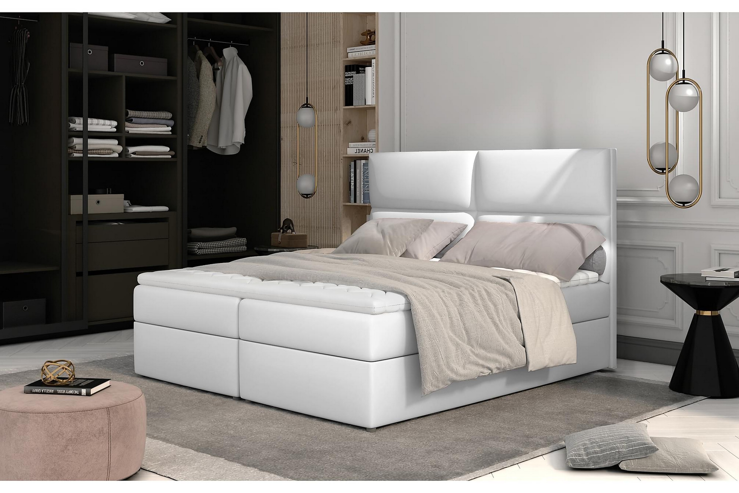 Sänkypaketti Epenede 180x200 cm - Nahka/valkoinen