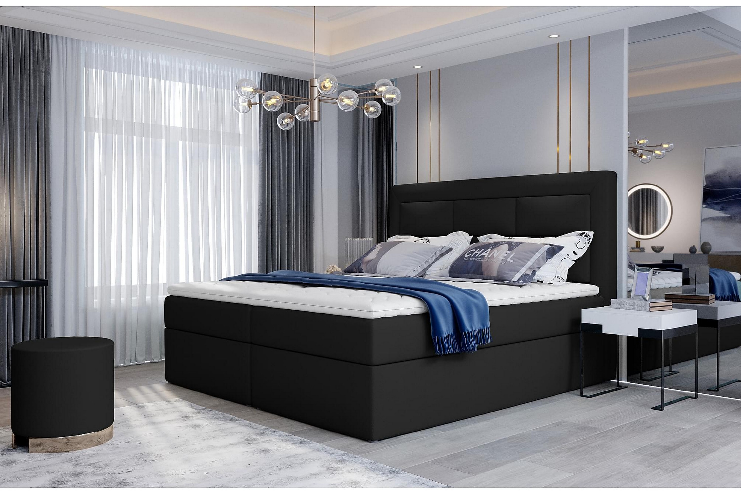 Sänkypaketti Montalon 160x200 cm - Nahka/Musta