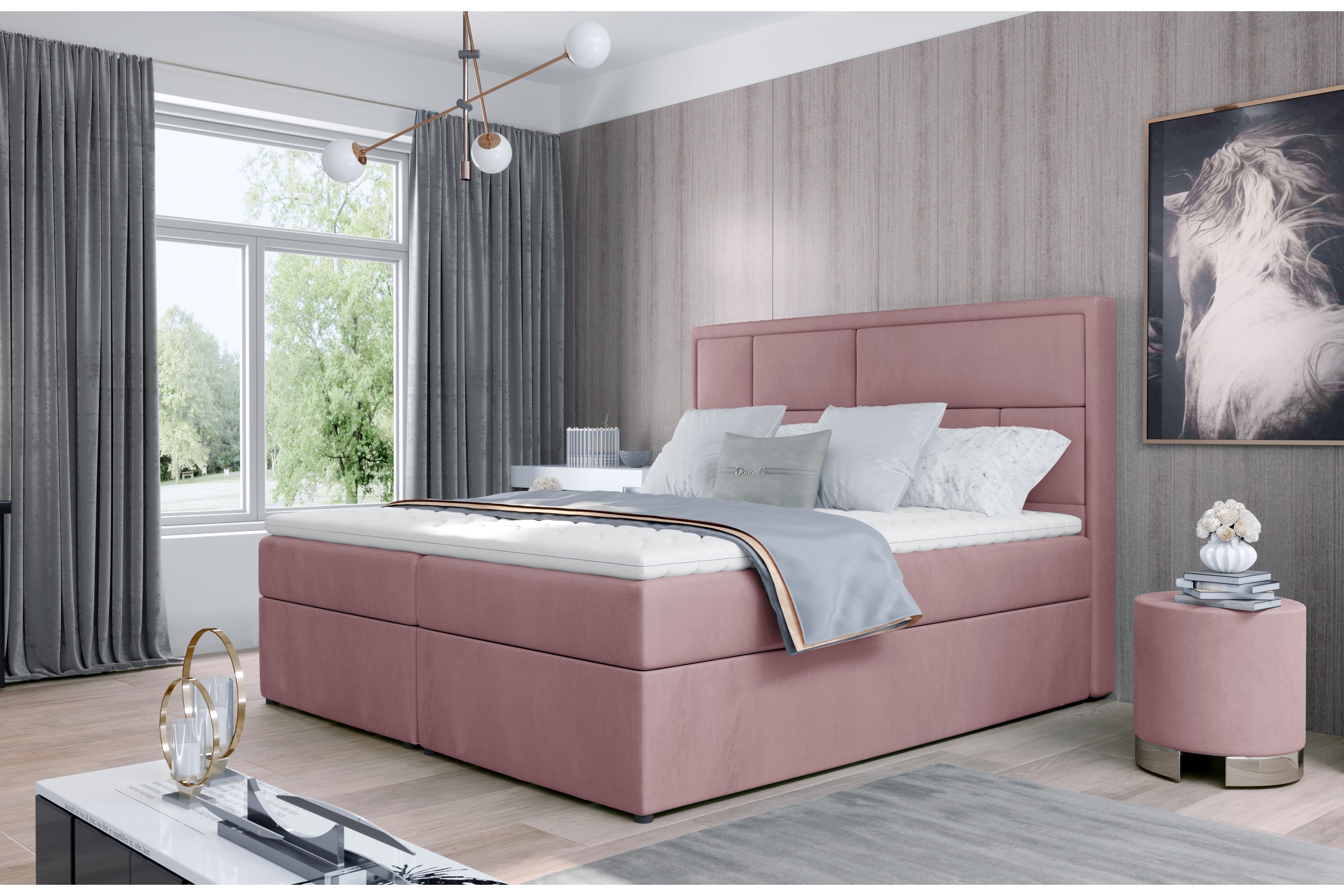 Sänkypaketti Varrains 140x200 cm - Vaaleanpunainen