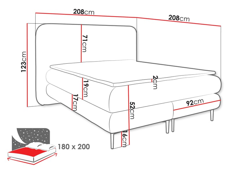 Täydellinen jenkkisänky AMARETTO Nazar 225.02 180 × 200 cm - beige - Huonekalut - Sänky - Jenkkisängyt