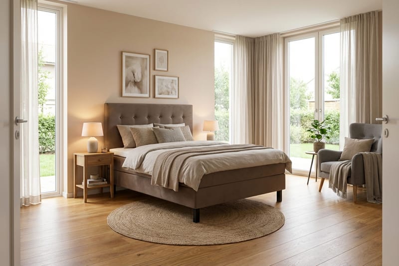 Täydellinen Sänkypaketti Dream 120x200 cm Napit - Ruskea - Huonekalut - Sänky - Jenkkisängyt