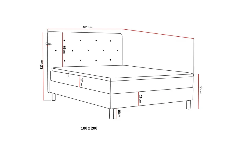 Täydellinen Sänkypaketti Dream 180x200 cm - Harmaa - Huonekalut - Sänky - Jenkkisängyt