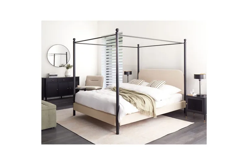 Taivassänky Dannemois - Beige, musta, 160x200 cm - Huonekalut - Sänky - Katossängyt