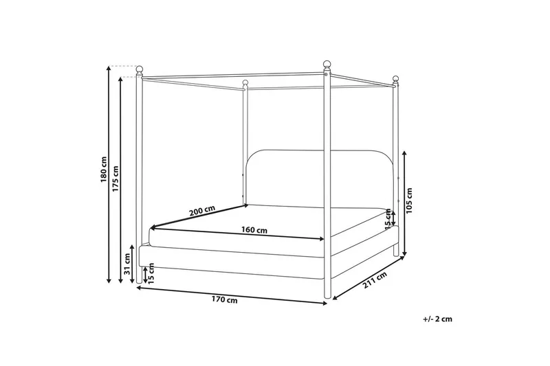 Taivassänky Dannemois - Taupe, musta, 160x200 cm - Huonekalut - Sänky - Katossängyt
