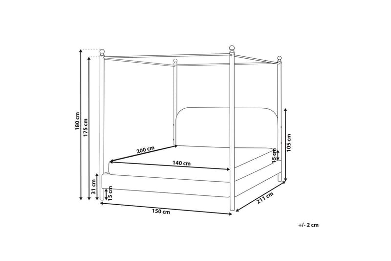 Taivassänky Dannemois - Valkoinen, Musta, 140x200 cm - Huonekalut - Sänky - Katossängyt
