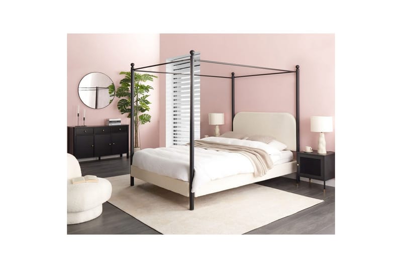 Taivassänky Dannemois - Valkoinen, Musta, 140x200 cm - Huonekalut - Sänky - Katossängyt