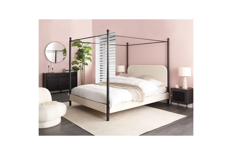 Taivassänky Dannemois - Valkoinen, Musta, 160x200 cm - Huonekalut - Sänky - Katossängyt