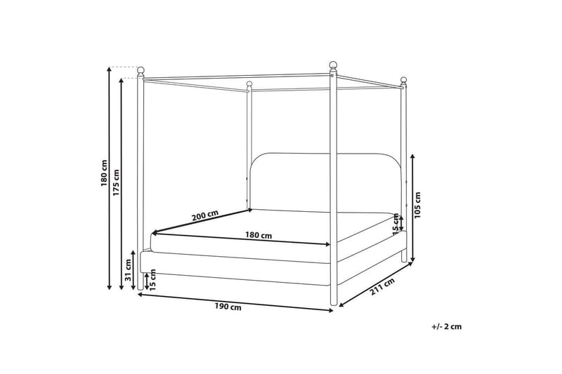 Taivassänky Dannemois - Valkoinen, Musta, 180x200 cm - Huonekalut - Sänky - Katossängyt