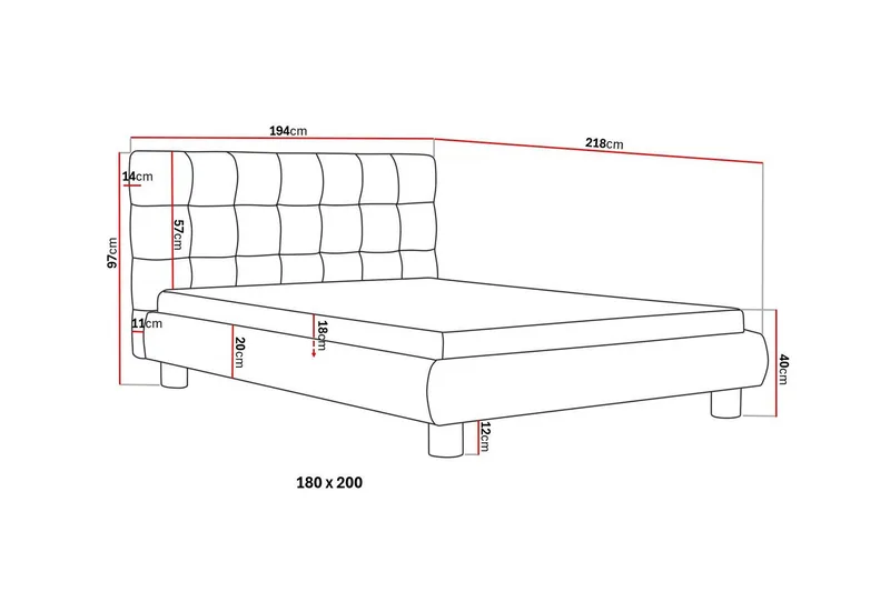 Teddy Täydellinen Sänkypaketti Sängynrunko ja Patja 180x200 cm - Harmaa - Huonekalut - Sänky - Runkopatjasängyt