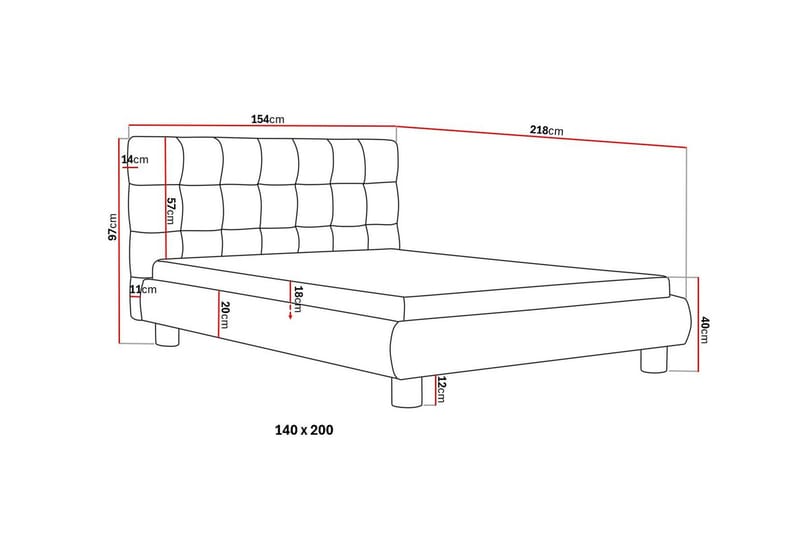 Teddy Täydellinen Sänkypaketti Sängynrunko ja Patja 140x200 cm - Musta - Huonekalut - Sänky - Sänkypaketti