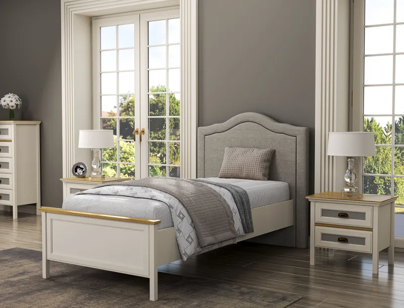 Tolina Sängynrunko 100x200 cm - Kerma, tammi, harmaa - Huonekalut - Sänky - Sänkykehikot & sängynrungot