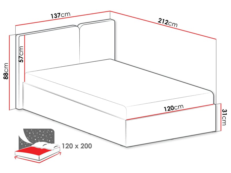 Travic Sängynrunko 120x200 cm - Huonekalut - Sänky - Sänkykehikot & sängynrungot
