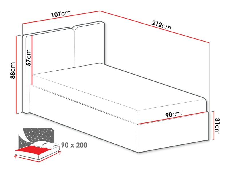 Travic Sängynrunko 90x200 cm - Huonekalut - Sänky - Sänkykehikot & sängynrungot