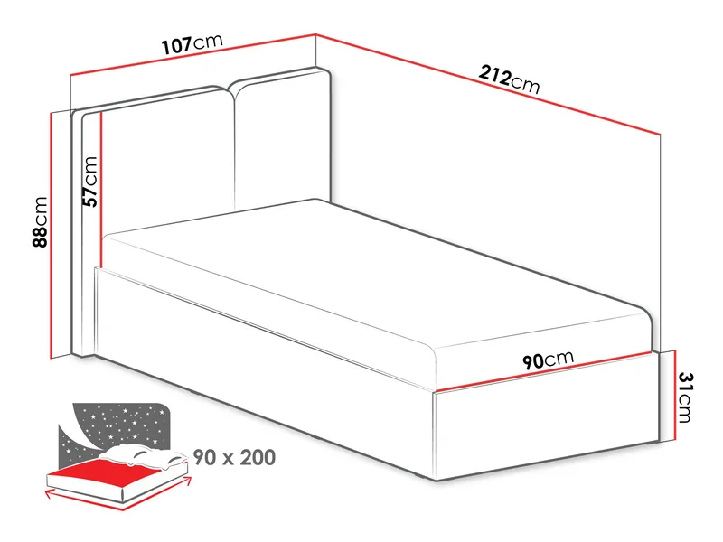 Travic Sängynrunko 90x200 cm - Huonekalut - Sänky - Sänkykehikot & sängynrungot