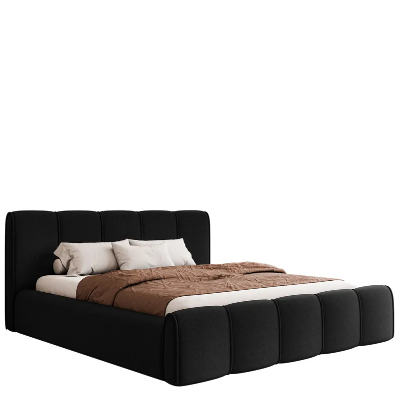 Varlinor Sängynrunko 160x200 cm Säilytystilalla, Musta