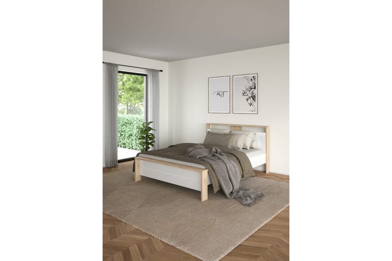 Varun Sängynrunko 140x190 cm - Valkoinen/Luonnonväri - Huonekalut - Sänky - Sänkykehikot & sängynrungot